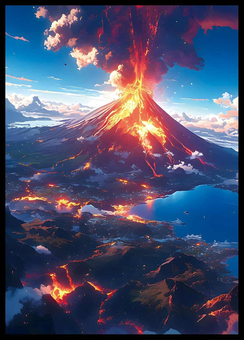 Kiiransr MTG Card Sleeves - Volcanic Island(Blue Red) - Fantasy Dual Lands Series - Ultra Clear Front & Matte Finish Back, 100 Count Standard Size TCG Art Sleeves for Magic The Gathering - Image 1